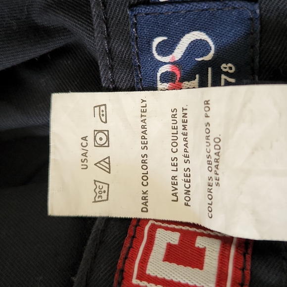 Chaps Mens W2 L32 Navy Pleated Pants 2 Front and Back Pockets Leg Tag lengthOn - Picture 5 of 5